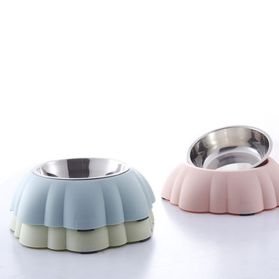 Pumpkin Type Anti Skid Stainless Steel Plastic Dog Feeder Bowl